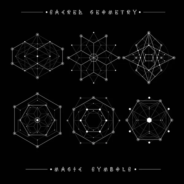 Sacred geometry signs. Set of symbols and elements. Alchemy, religion, philosophy, spirituality, hipster symbols and elements. geometric shapes — Stock Vector