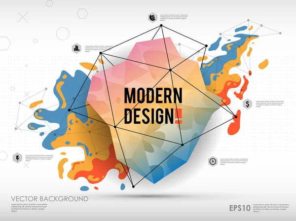 Modern abstract background with paint spot and geometric gemstone. Vector design layout for business presentations, web and app. — Stock Vector