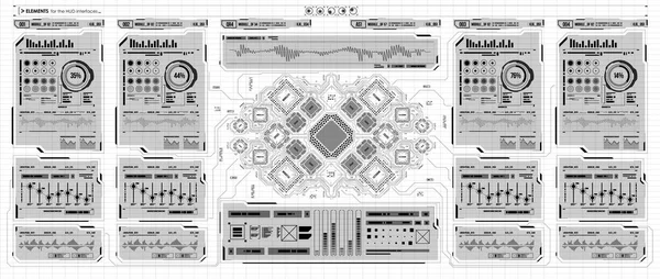 Arrière-plan avec interface utilisateur futuriste. Concept de conception avec éléments HUD . — Image vectorielle