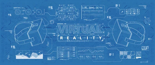 HUD ui para óculos de realidade virtual. Interface de usuário futurista para aplicativo e web. Infográfico de exibição head-up, elementos de ajuste para design de movimento . —  Vetores de Stock