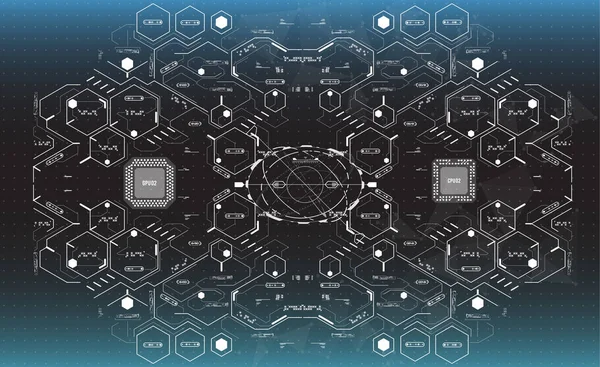 Modèle conceptuel avec des éléments HUD. Arrière-plan avec interface utilisateur futuriste. Concept de design avec éléments d'affichage tête haute . — Image vectorielle