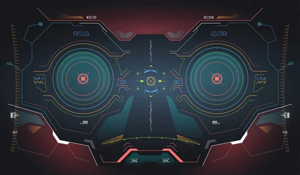 Concepto futurista ui para casco. Plantilla de visualización Head-up. Vista desde el casco con elementos HUD — Archivo Imágenes Vectoriales
