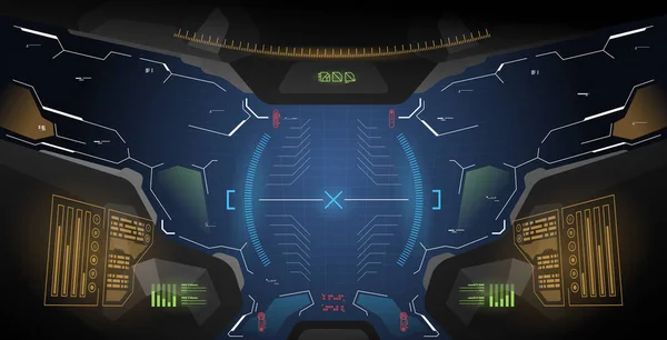 Concepto futurista ui para casco. Plantilla de visualización Head-up. Vista desde el casco con elementos HUD — Archivo Imágenes Vectoriales
