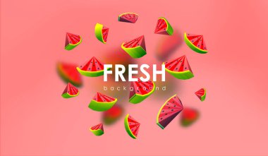 Yaratıcı arka plan düşük Poli meyve ile. Köşeli karpuz ile illüstrasyon.