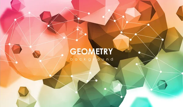 多角形の背景を抽象化します。3 d レンダリング図。低ポリゴン要素と幾何学的な背景. — ストックベクタ