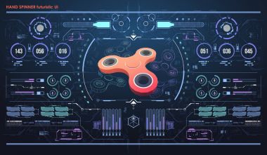 Hud Infographic elemanları ile el spinner. Fütüristik kullanıcı arabirimi. Soyut sanal grafiği.