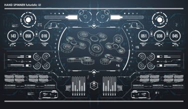 Hud Infographic elemanları ile el spinner. Fütüristik kullanıcı arabirimi. Soyut sanal grafiği.