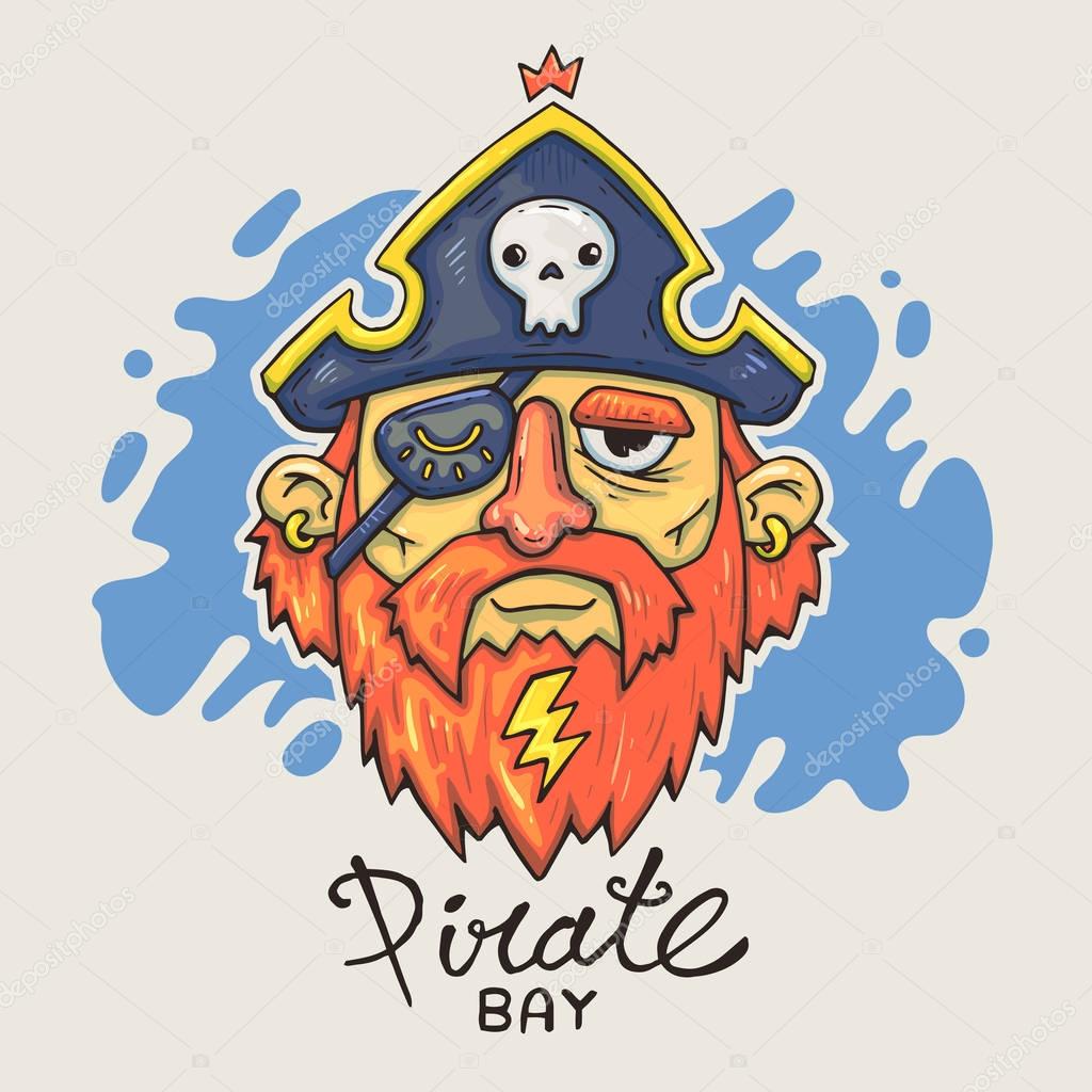 cartoon pirate head. Vector illustration for web and print.