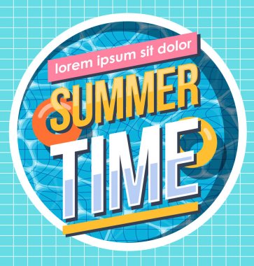 Yüzme Havuzu, üstten görünüm, yaz saati tatil tatil, yaratıcı şablonuyla berrak su şemsiye ile web için illüstrasyon vektör ve yazdırma.