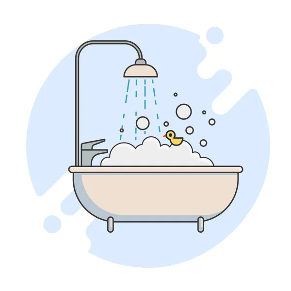 Badkamer platte pictogram. Platte lijn illustratie voor het web en app. — Stockvector