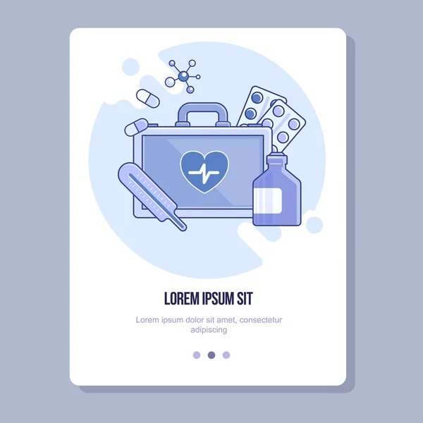 Orvosi lakás sablon. Lapos vonalnak illusztráció a web és a app. — Stock Vector