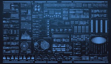 siyah ve beyaz Infographic öğeleri kümesi. Head-up görüntüleme öğeleri web ve uygulama fütüristik kullanıcı arabirimi için. Sanal grafiği.