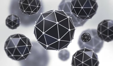 Arka plan ile geometrik şekle üçgen yüzler. Düşük Poli öğeleri kaotik bileşimi. 3D render resim.