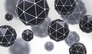 Arka plan ile geometrik şekle üçgen yüzler. Düşük Poli öğeleri kaotik bileşimi. 3D render resim.