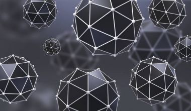 Arka plan ile geometrik şekle üçgen yüzler. Düşük Poli öğeleri kaotik bileşimi. 3D render resim.