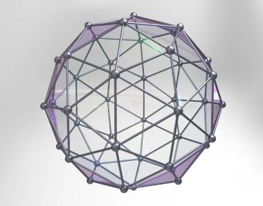 Arka plan ile geometrik şekle üçgen yüzler. 3D render resim.