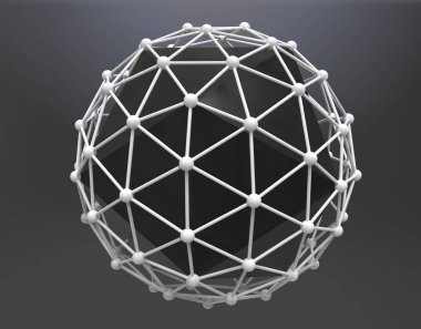 Arka plan ile geometrik şekle üçgen yüzler. 3D render resim.