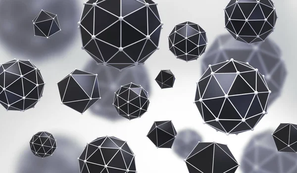 Abstrakter Hintergrund mit geometrischer Form aus dreieckigen Flächen. Chaotische Zusammensetzung der Low-Poly-Elemente. 3D-Renderbild. — Stockfoto