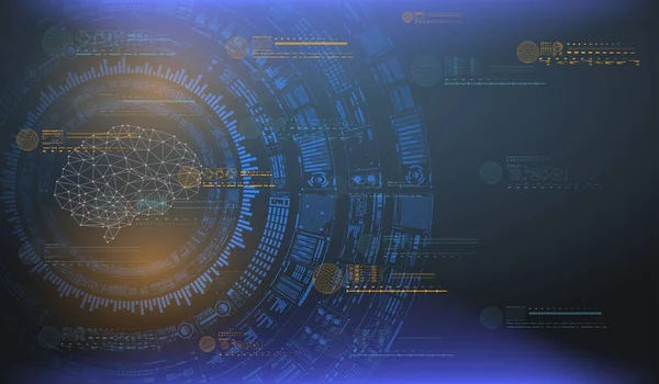 Visualisasi data abstrak yang besar. Desain estetika Futuristik. Latar belakang data besar dengan elemen HUD . - Stok Vektor