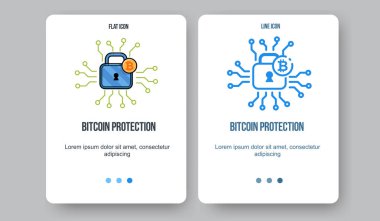 Düz çizgi gösterim amacıyla web ve uygulama Cryptocurrency kavramı simge bitcoin teknolojileri.