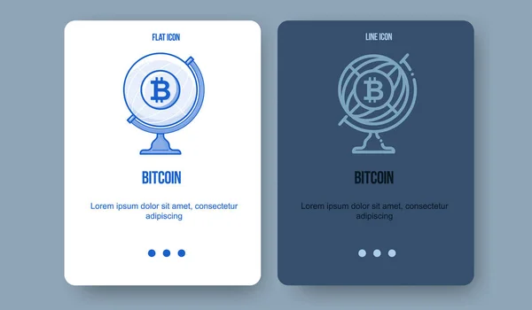 Illustration en ligne plate pour web et app. Icône concept crypto-monnaie, technologies Bitcoin . — Image vectorielle