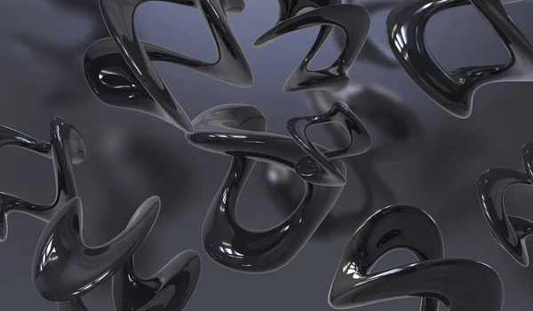 Fondo abstracto con forma amorfa. Composición caótica de elementos sin forma. 3d imagen de renderizado . — Foto de Stock