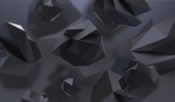 Sfondo astratto con forma geometrica da facce triangolari. Composizione caotica di elementi poli bassi. Immagine di rendering 3d . — Foto Stock