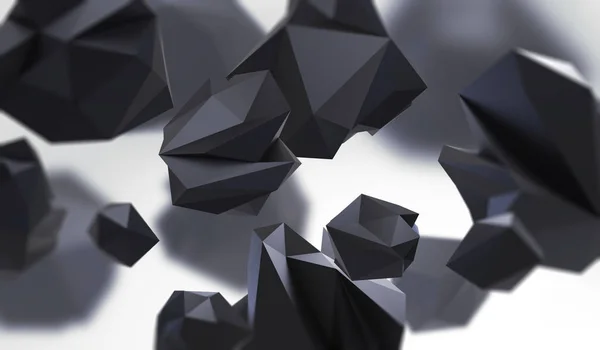 Abstrakt bakgrund med geometrisk form från trekantiga ansikten. Kaotiska sammansättning av låg poly element. 3D render-bild. — Stockfoto