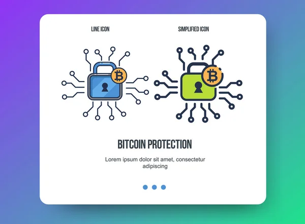 Platte lijn illustratie voor web en app. Cryptocurrency concept pictogram, bitcoin technologieën. — Stockvector