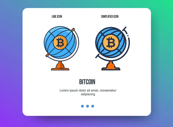 Ilustración de línea plana para web y app. Icono concepto criptomoneda, tecnologías bitcoin . — Vector de stock