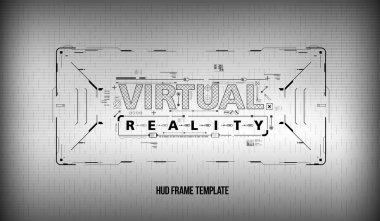 Virtual reality. Conceptual Layout for print and web. Lettering with futuristic user interface elements. clipart