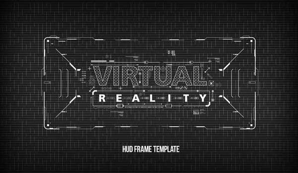 La realtà virtuale. Layout concettuale per stampa e web. Lettering con elementi di interfaccia utente futuristici. — Vettoriale Stock