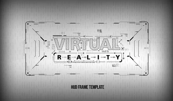 La realtà virtuale. Layout concettuale per stampa e web. Lettering con elementi di interfaccia utente futuristici. — Vettoriale Stock
