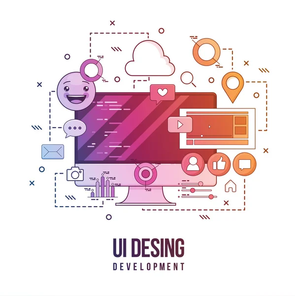 Flat illustration for ui-ux design, web design, mobile apps development. Modern flat colorful line designed concept. — Stock Vector