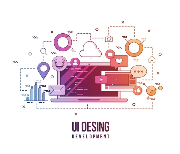 Flat illustration for ui-ux design, web design, mobile apps development. Modern flat colorful line designed concept. — Stock Vector
