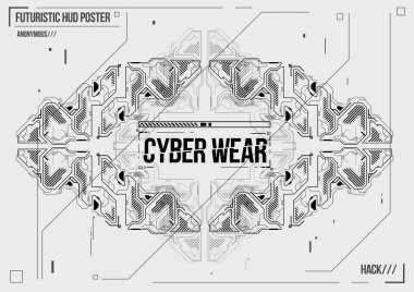 Cyberpunk fütüristik poster. Retro futuristik poster şablonu. Elektronik müzik düzeni. Modern kulüp partisi el ilanı.