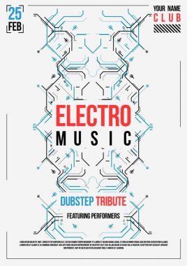 Cyberpunk futuristic poster. Retro futuristic poster template. Electronic music layout. Modern club party flyer. clipart
