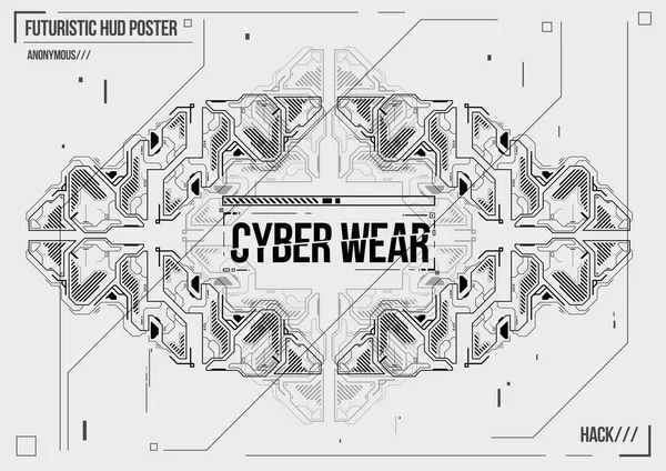 Poster futuristik Cyberpunk. Templat poster Retro futuristik. Tata letak musik elektronik. Modern club party flyer . - Stok Vektor