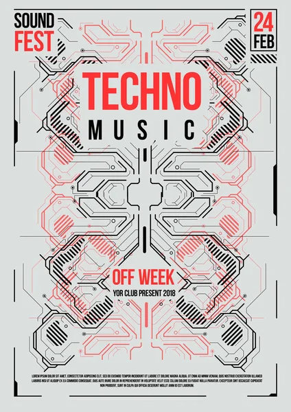 Poster futuristik Cyberpunk. Templat poster Retro futuristik. Tata letak musik elektronik. Modern club party flyer . - Stok Vektor