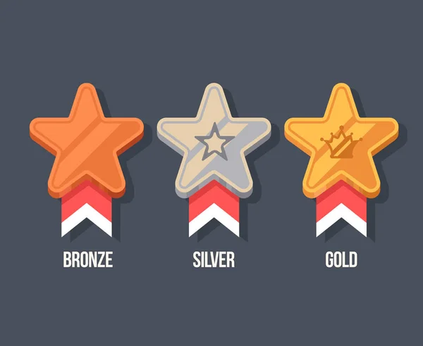 Winner Medals Flat Icons. Reward illustration in cartoon style. — Stock Vector