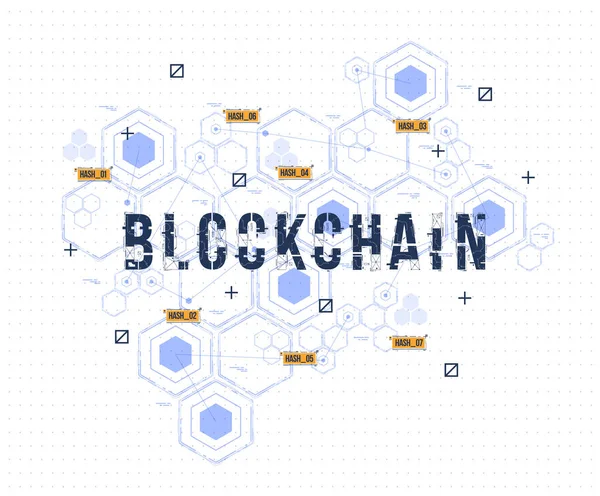 抽象电路网络 blockchain 概念为网络和应用. 比特币加密货币技术例证. — 图库矢量图片