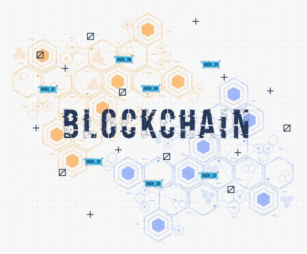 Soyut devre blockchain kavramı web ve uygulama Bitcoin Kripto para birimi teknoloji illüstrasyon için ağ. — Stok Vektör