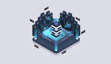 Biyometrik tasarım konsepti sanal gerçeklik ve artırılmış gerçeklik. yazılım geliştirme ve programlama. Büyük veri merkezi hesaplaması, kuantum bilgisayar biyometrik vektör teknolojisi