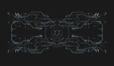 Fütürist kullanıcı arayüzü ögesi. Hud yüksek teknoloji navigasyon ekranı. Web ve uygulama için sanal arkaplan.