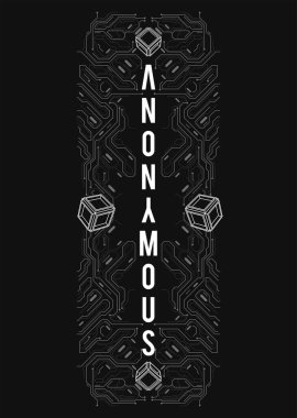 Siber punk fütürist poster. Yüksek çözünürlüklü teknoloji ürünü poster şablonu. İnternet ve baskı için modern broşür. hackleme, siber kültür, programlama ve sanal ortamlar.