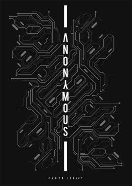 Siber punk fütürist poster. Yüksek çözünürlüklü teknoloji ürünü poster şablonu. İnternet ve baskı için modern broşür. hackleme, siber kültür, programlama ve sanal ortamlar.