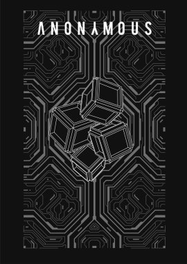 Siber punk fütürist poster. Yüksek çözünürlüklü teknoloji ürünü poster şablonu. İnternet ve baskı için modern broşür. hackleme, siber kültür, programlama ve sanal ortamlar.