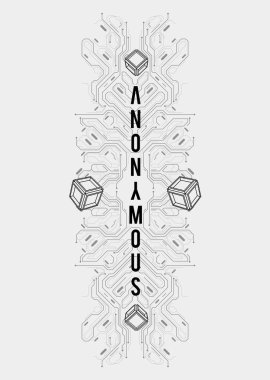 Siber punk fütürist poster. Yüksek çözünürlüklü teknoloji ürünü poster şablonu. İnternet ve baskı için modern broşür. hackleme, siber kültür, programlama ve sanal ortamlar.