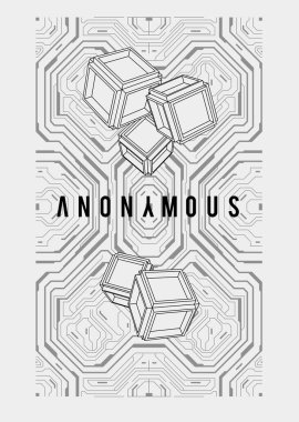 Siber punk fütürist poster. Yüksek çözünürlüklü teknoloji ürünü poster şablonu. İnternet ve baskı için modern broşür. hackleme, siber kültür, programlama ve sanal ortamlar.