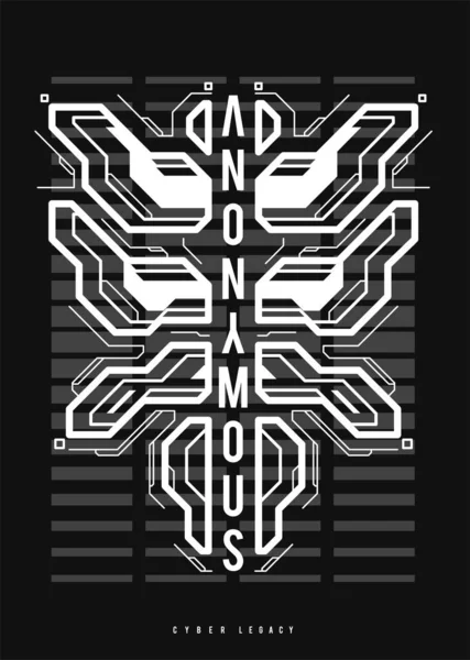 Cartel futurista cyberpunk. Tech Plantilla de póster abstracto con elementos HUD. Folleto moderno para web e impresión. hacking, cibercultura, programación y entornos virtuales. — Vector de stock